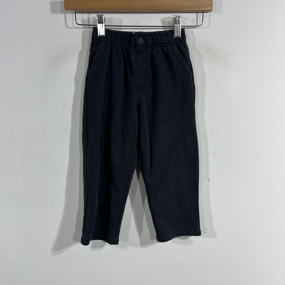 Zara Kids Boys Charcoal Grey Textured Knit Elastic Waist Pants Size 4 Neutral